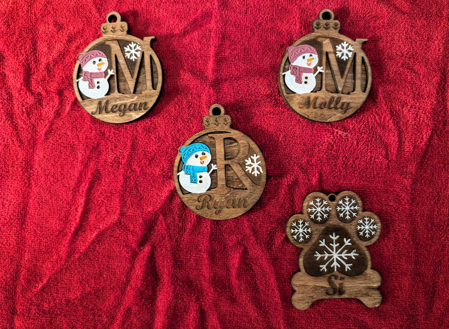 Personalized Custom Snowman Christmas Ornaments