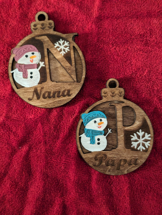 Personalized Custom Snowman Christmas Ornaments