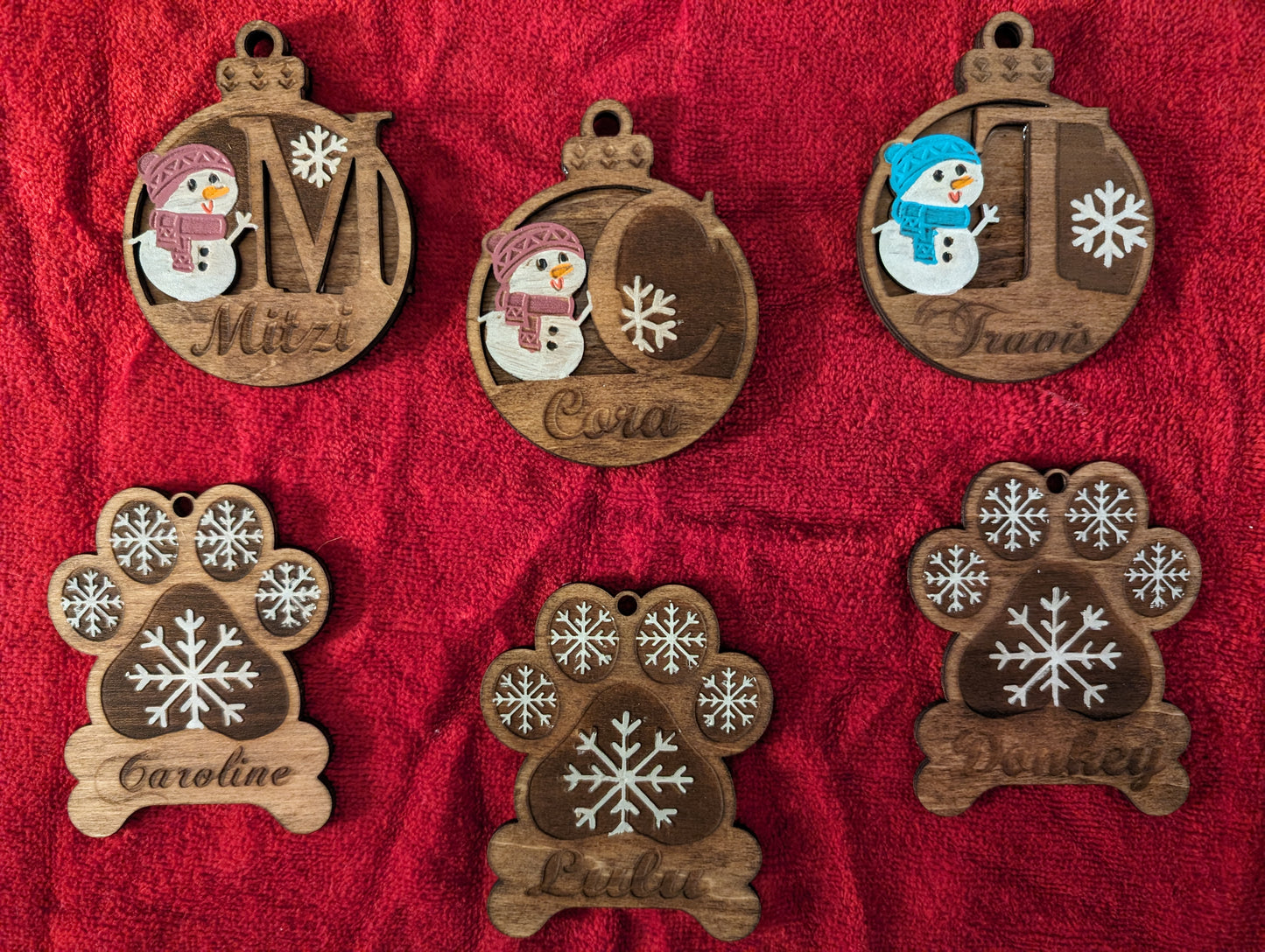 Personalized Custom Snowman Christmas Ornaments