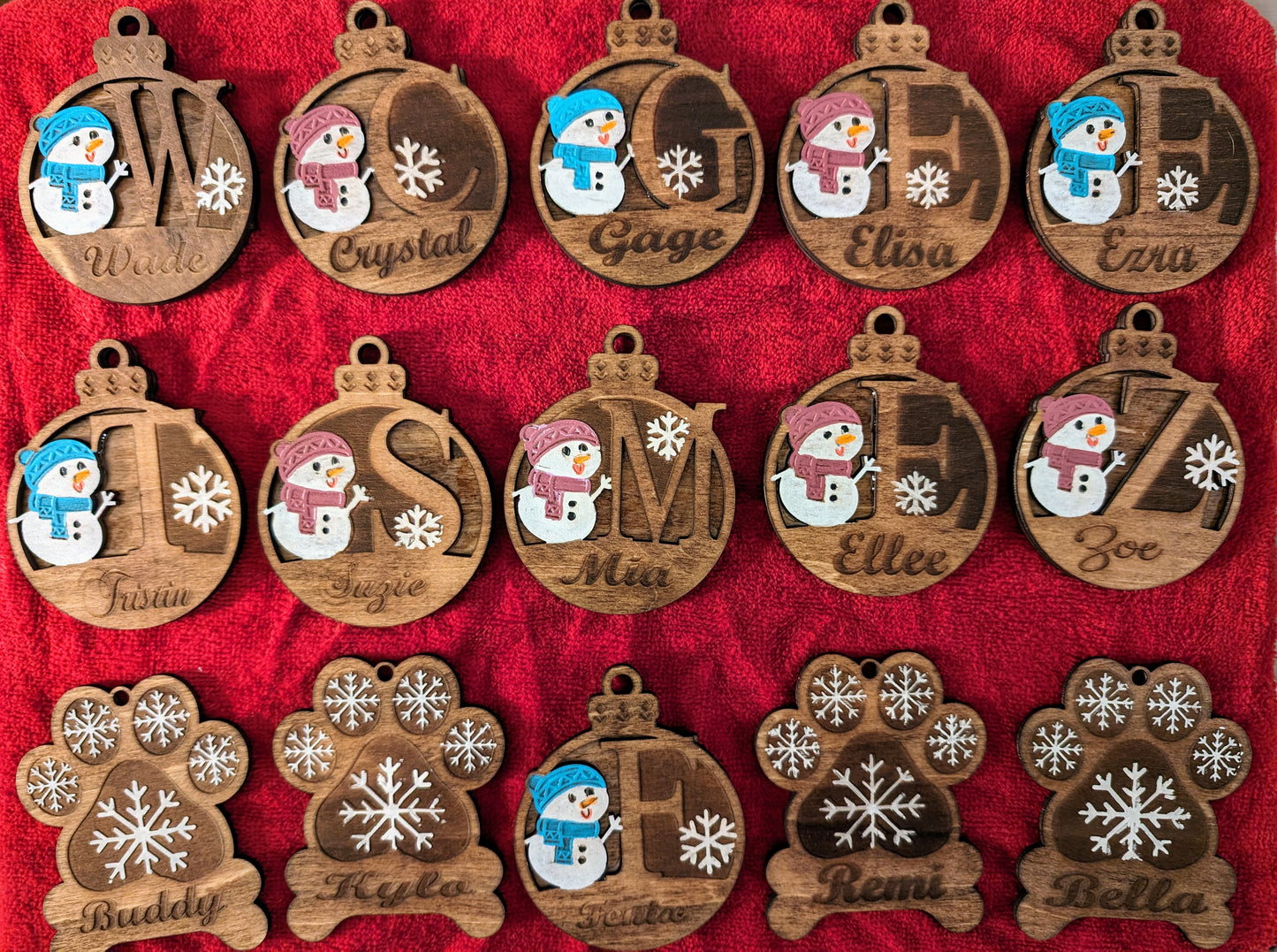 Personalized Custom Snowman Christmas Ornaments