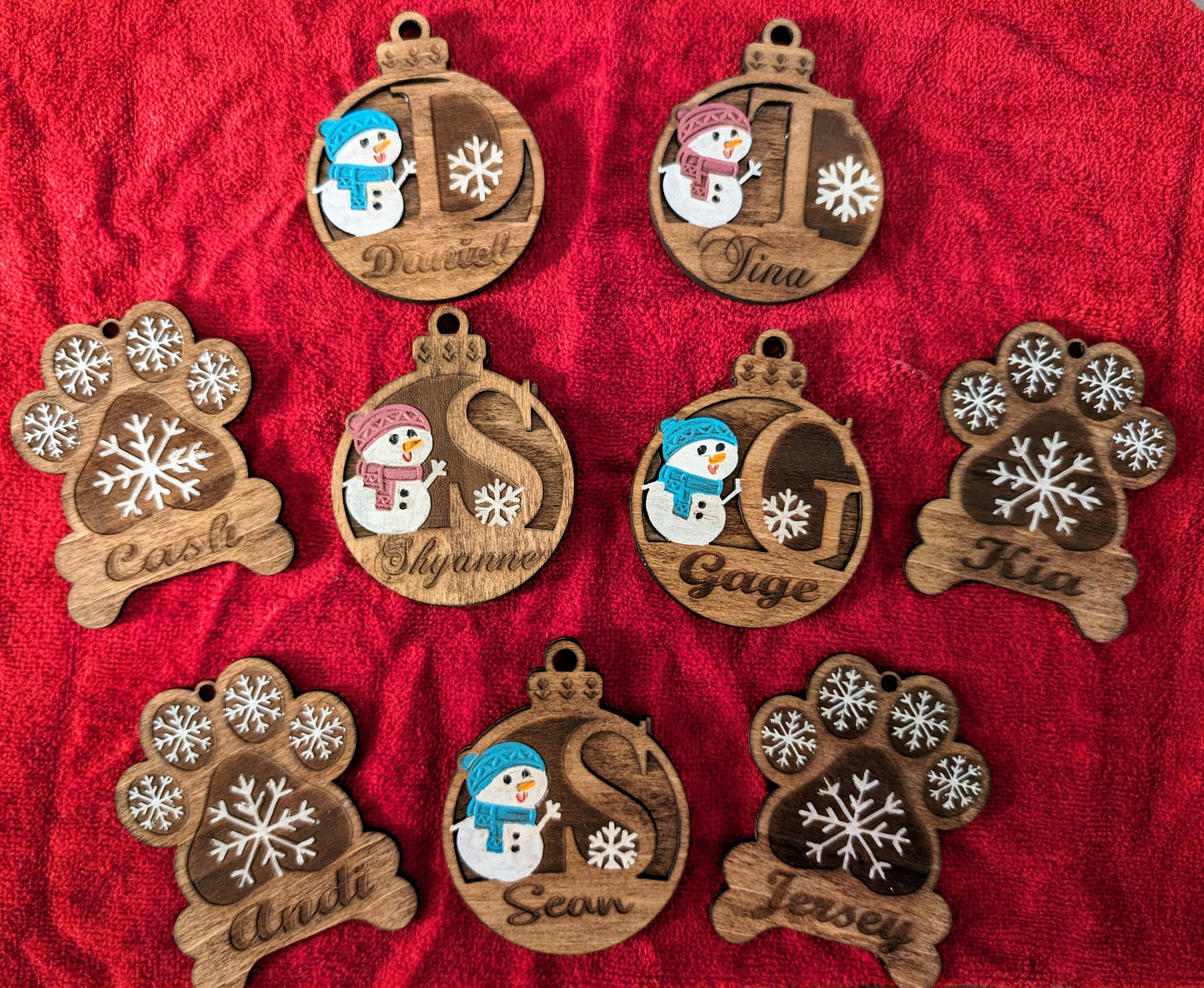 Personalized Custom Snowman Christmas Ornaments